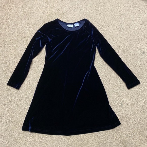 Hot Topic Goth Victoria’s Secret Moda Intl Blue Velvet Long Sleeve Flared Dress - Picture 1 of 4